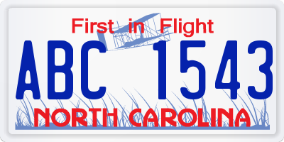 NC license plate ABC1543