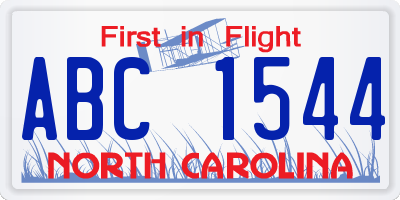 NC license plate ABC1544