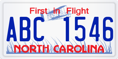 NC license plate ABC1546