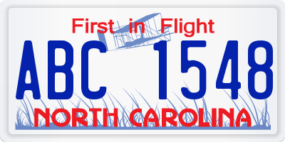 NC license plate ABC1548