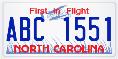 NC license plate ABC1551