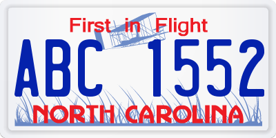 NC license plate ABC1552