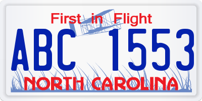 NC license plate ABC1553