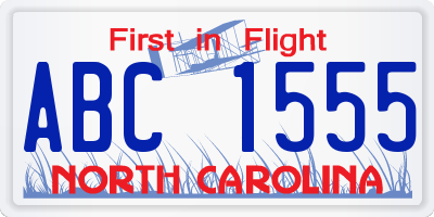 NC license plate ABC1555