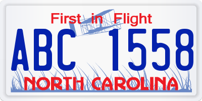 NC license plate ABC1558
