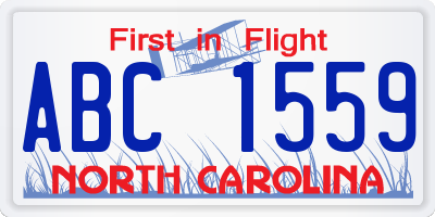 NC license plate ABC1559