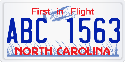 NC license plate ABC1563