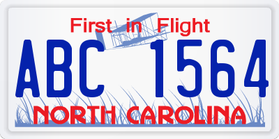 NC license plate ABC1564