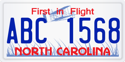 NC license plate ABC1568