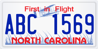 NC license plate ABC1569