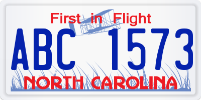 NC license plate ABC1573