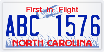 NC license plate ABC1576