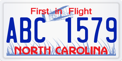 NC license plate ABC1579