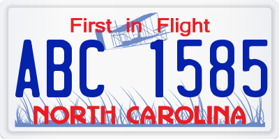 NC license plate ABC1585