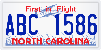 NC license plate ABC1586