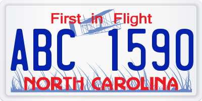 NC license plate ABC1590