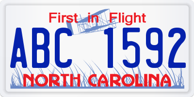 NC license plate ABC1592