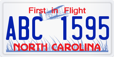 NC license plate ABC1595