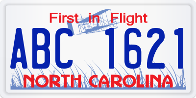NC license plate ABC1621