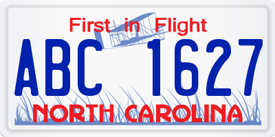 NC license plate ABC1627
