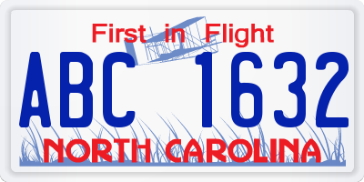 NC license plate ABC1632