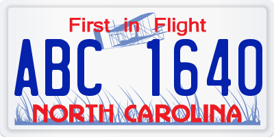 NC license plate ABC1640