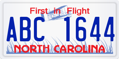 NC license plate ABC1644
