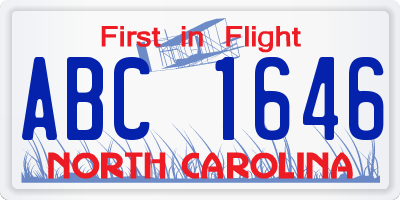 NC license plate ABC1646