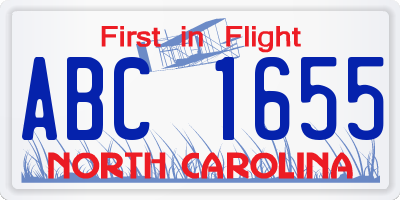 NC license plate ABC1655