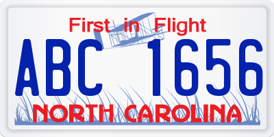 NC license plate ABC1656