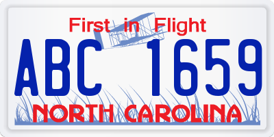 NC license plate ABC1659