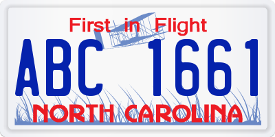 NC license plate ABC1661