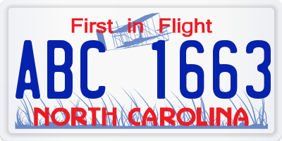 NC license plate ABC1663