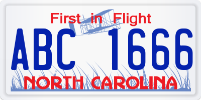 NC license plate ABC1666