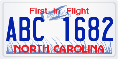 NC license plate ABC1682