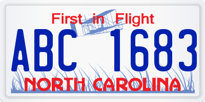 NC license plate ABC1683