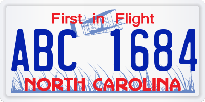 NC license plate ABC1684