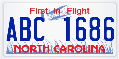 NC license plate ABC1686