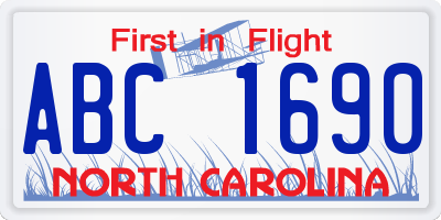 NC license plate ABC1690