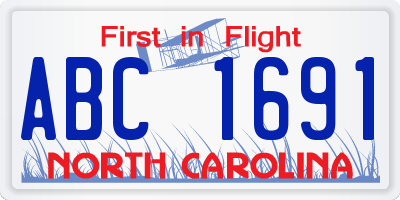NC license plate ABC1691
