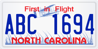 NC license plate ABC1694