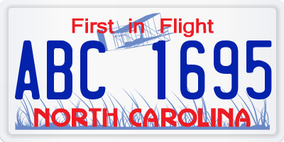 NC license plate ABC1695