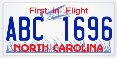NC license plate ABC1696