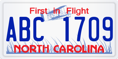 NC license plate ABC1709