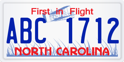 NC license plate ABC1712