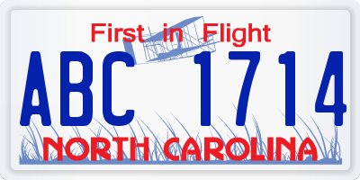 NC license plate ABC1714