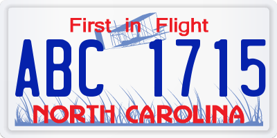 NC license plate ABC1715
