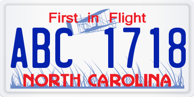 NC license plate ABC1718