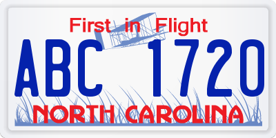 NC license plate ABC1720