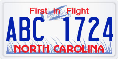 NC license plate ABC1724